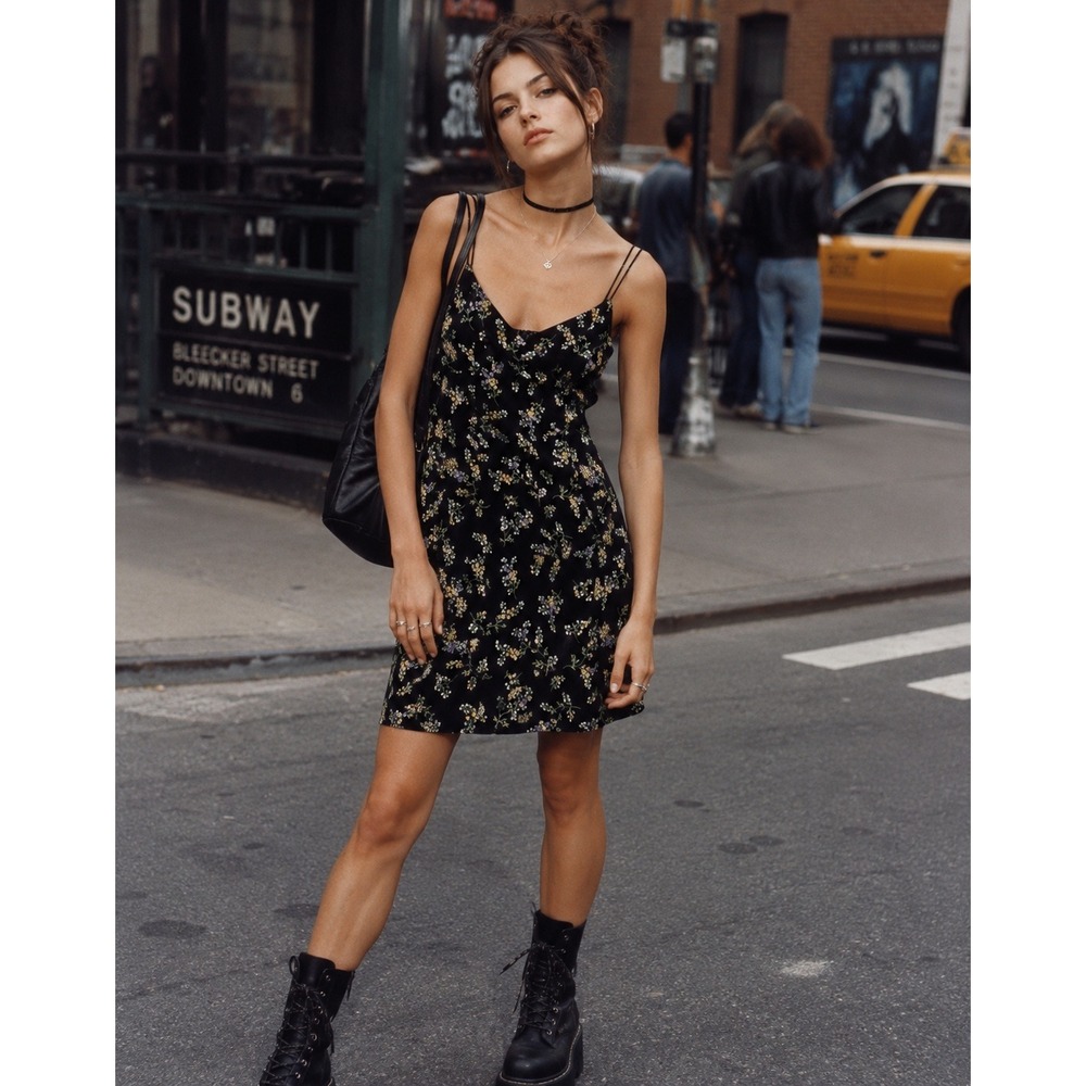 Rampage Black Floral Print Spaghetti Strap Mini Dress Size Medium